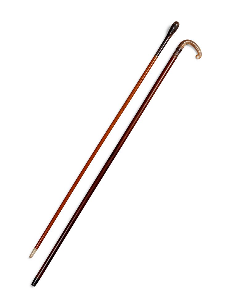 Appraisal: Two Horn Mounted Walking Sticks Two Horn Mounted Walking Sticks