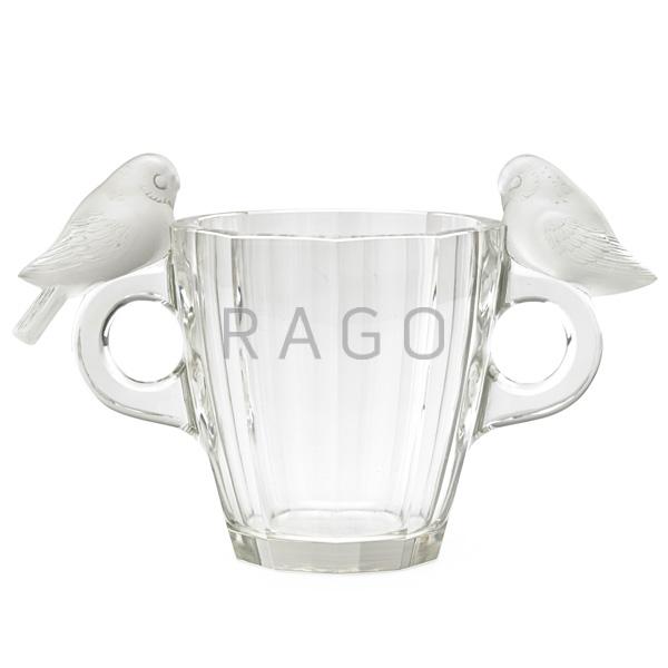 Appraisal: WITHDRAWN LALIQUE Deux Pigeons vase Condition Report A few shallow