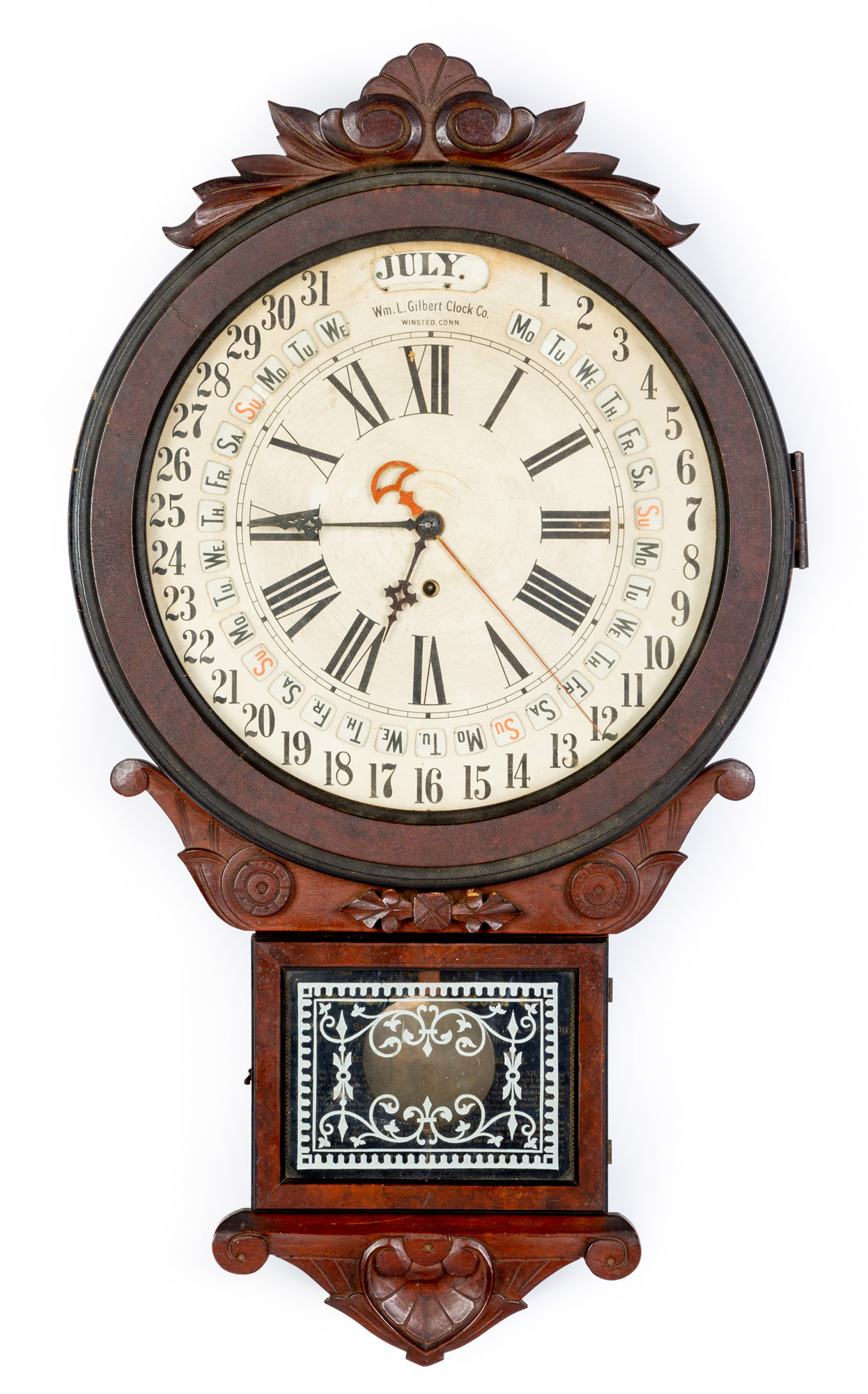 Appraisal: WILLIAM GILBERT OFFICE DROP CALENDAR CLOCK William L Gilbert Clock