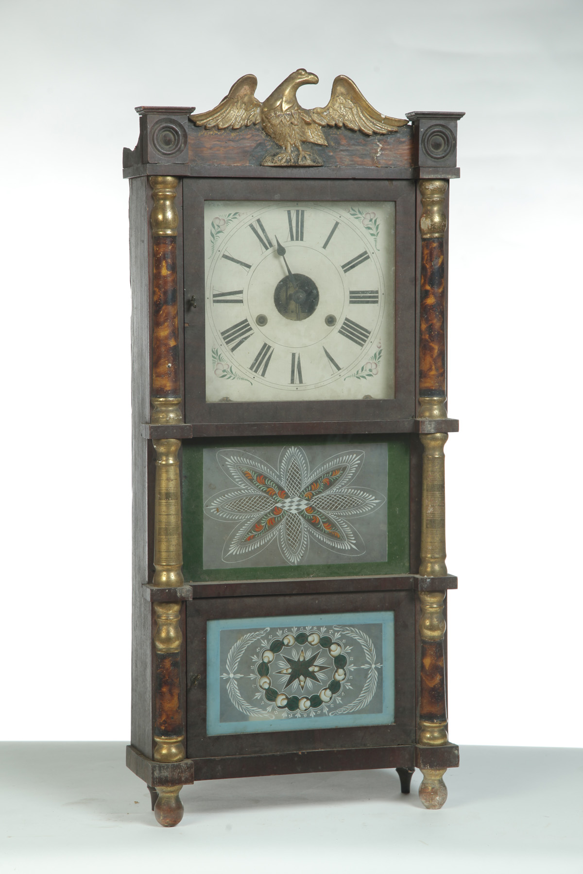 Appraisal: BIRGE AND PECK TRIPLE DECKER CLOCK WITH EAGLE CREST American