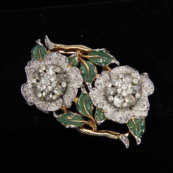 Appraisal: Coro Craft Corocraft Adolf Katz Enameled and Rhinestone Floral Duette