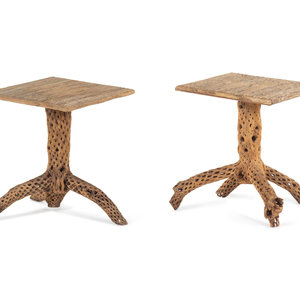 Appraisal: A Pair of American Cholla Wood End Tables th Century