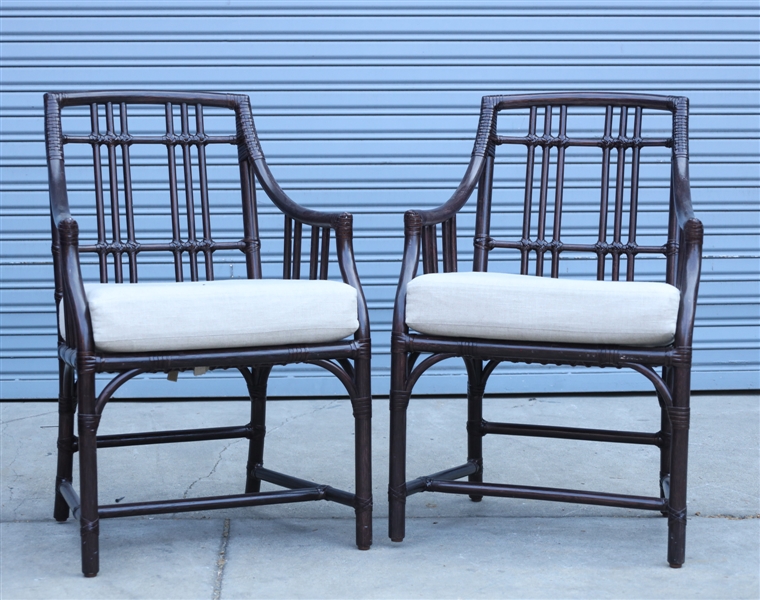 Appraisal: Group of four bamboo and wood chairs as-is condition stains