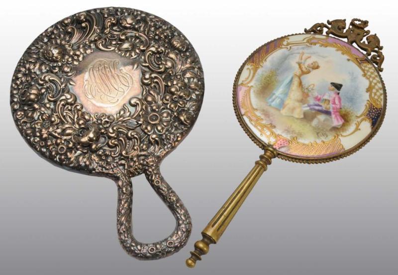 Appraisal: Lot of Hand Mirrors Description One with an enamel painting