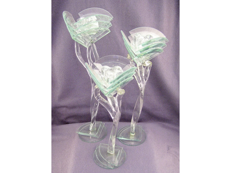 Appraisal: - Graduated Art Glass Candle Holders Three hand crafted art