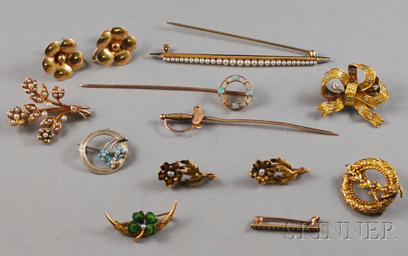 Appraisal: Group of Gold Jewelry including a kt gold and seed