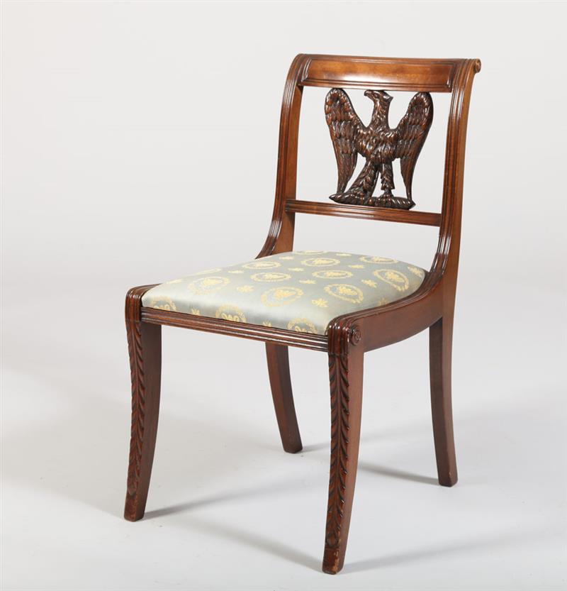 Appraisal: COLONIAL REVIVAL CARVED MAHOGANY SIDE CHAIR After a model by