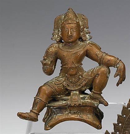 Appraisal: Indian bronze figure of Ayyannar chola period th century Seated