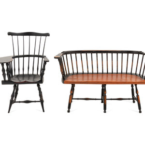 Appraisal: Two Diminutive American Painted Furniture Articles comprising a grain painted