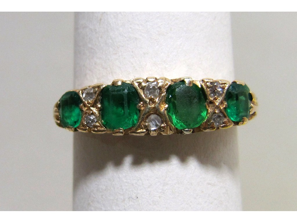 Appraisal: Victorian gold diamond and emerald set dress ring