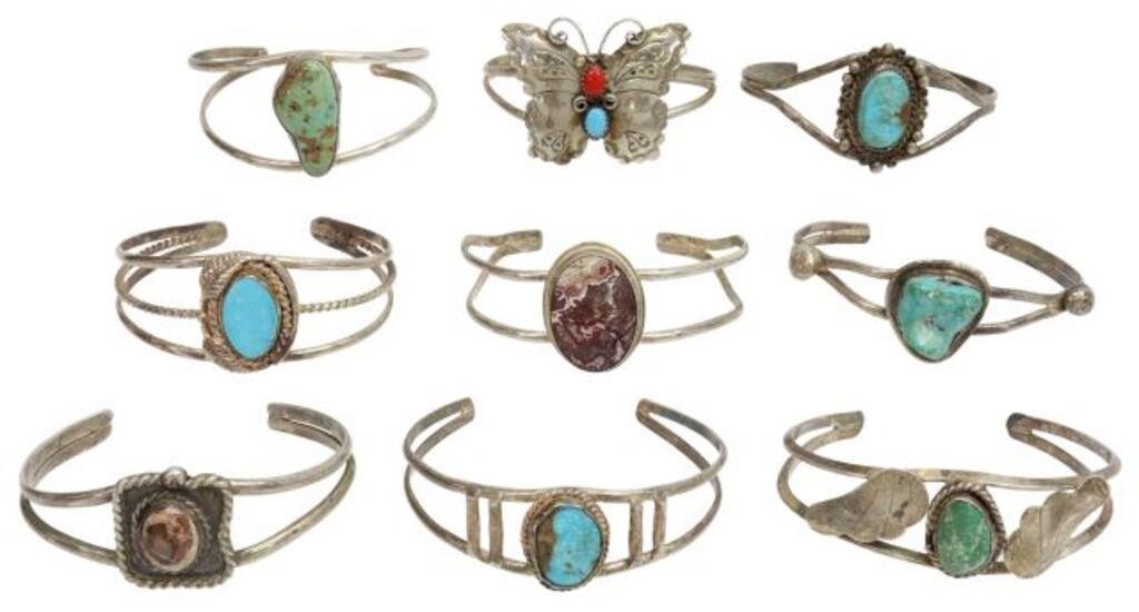 Appraisal: lot of Southwest silver content unknown and stone cuff bracelets