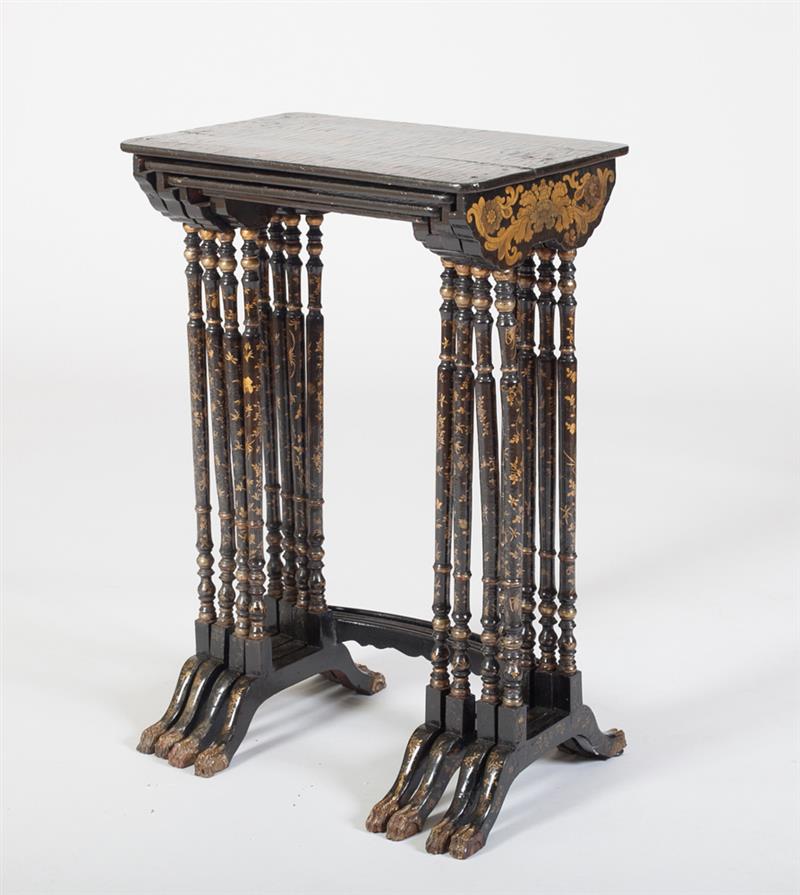 Appraisal: CHINESE EXPORT BLACK LACQUER AND PARCEL-GILT NEST OF FOUR TABLES