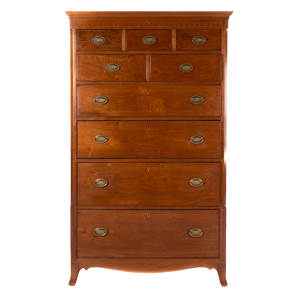 Appraisal: Southern Federal Walnut Tall Chest Probably Virginia or North Carolina