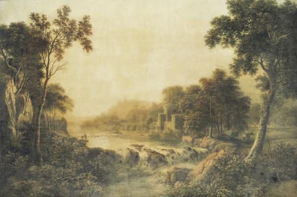 Appraisal: JOHN GLOVER - Landscape with Rapids watercolour JOHN GLOVER -