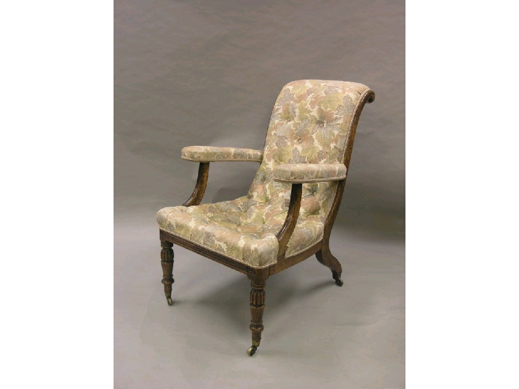 Appraisal: A William IV grained beech armchair arm supports with fluted