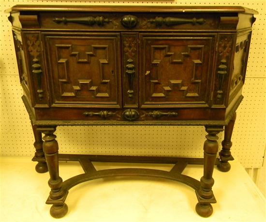 Appraisal: Jacobean style cabinet panels and applied split turnings ball feet