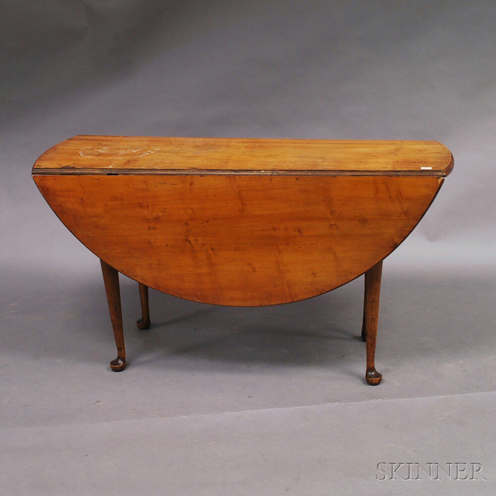 Appraisal: Large Queen Anne Maple Drop-leaf Table the round top supported