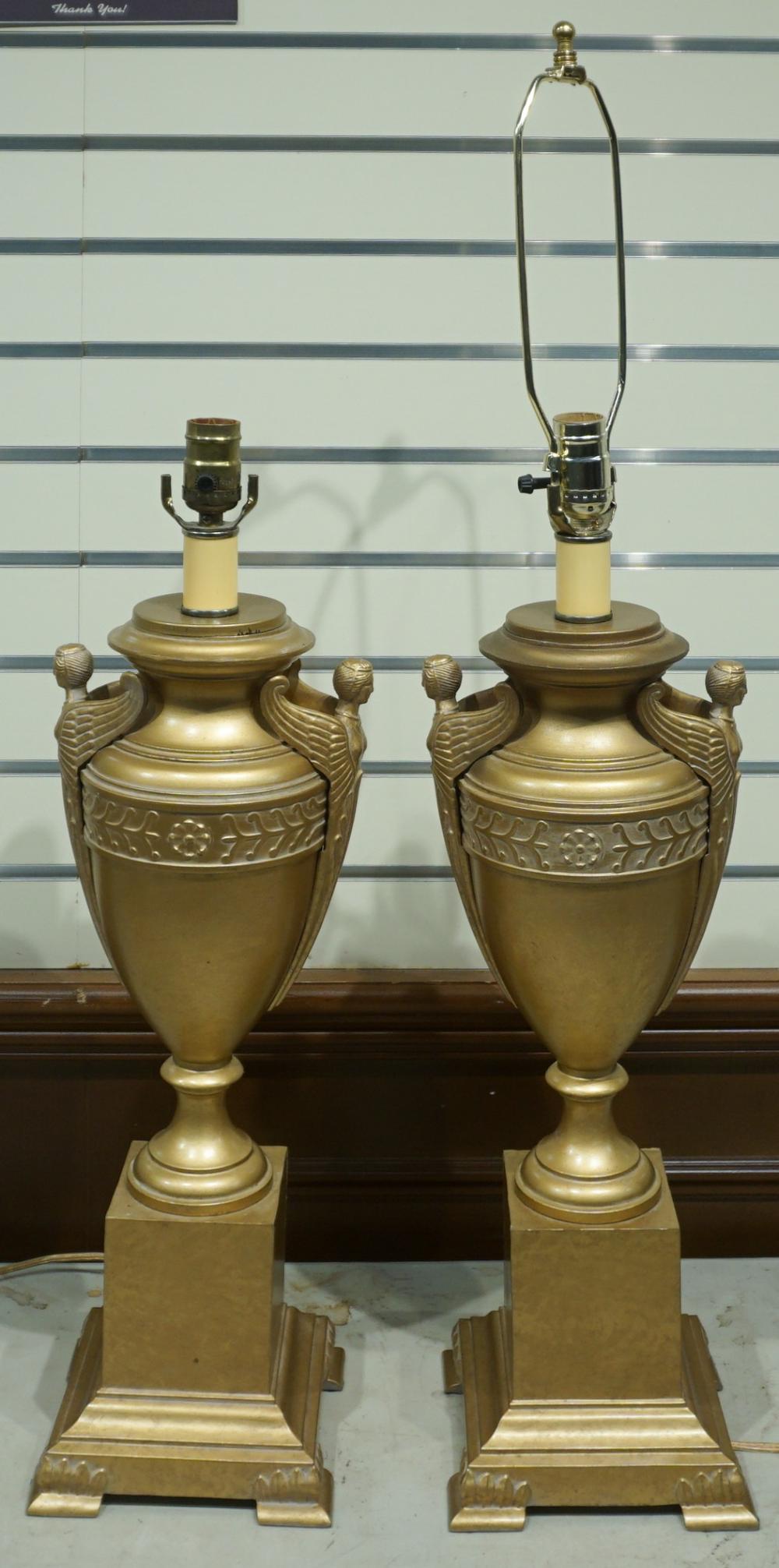 Appraisal: Pair Neoclassical Style Gilt Metal Table Lamps H in cm