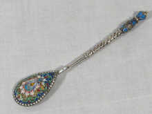 Appraisal: Russian Interest A silver and enamel Russian spoon hallmarked Moscow