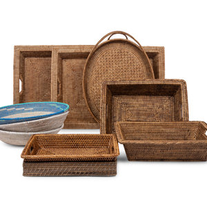 Appraisal: A Group of Ten Woven Baskets and Trays Height of