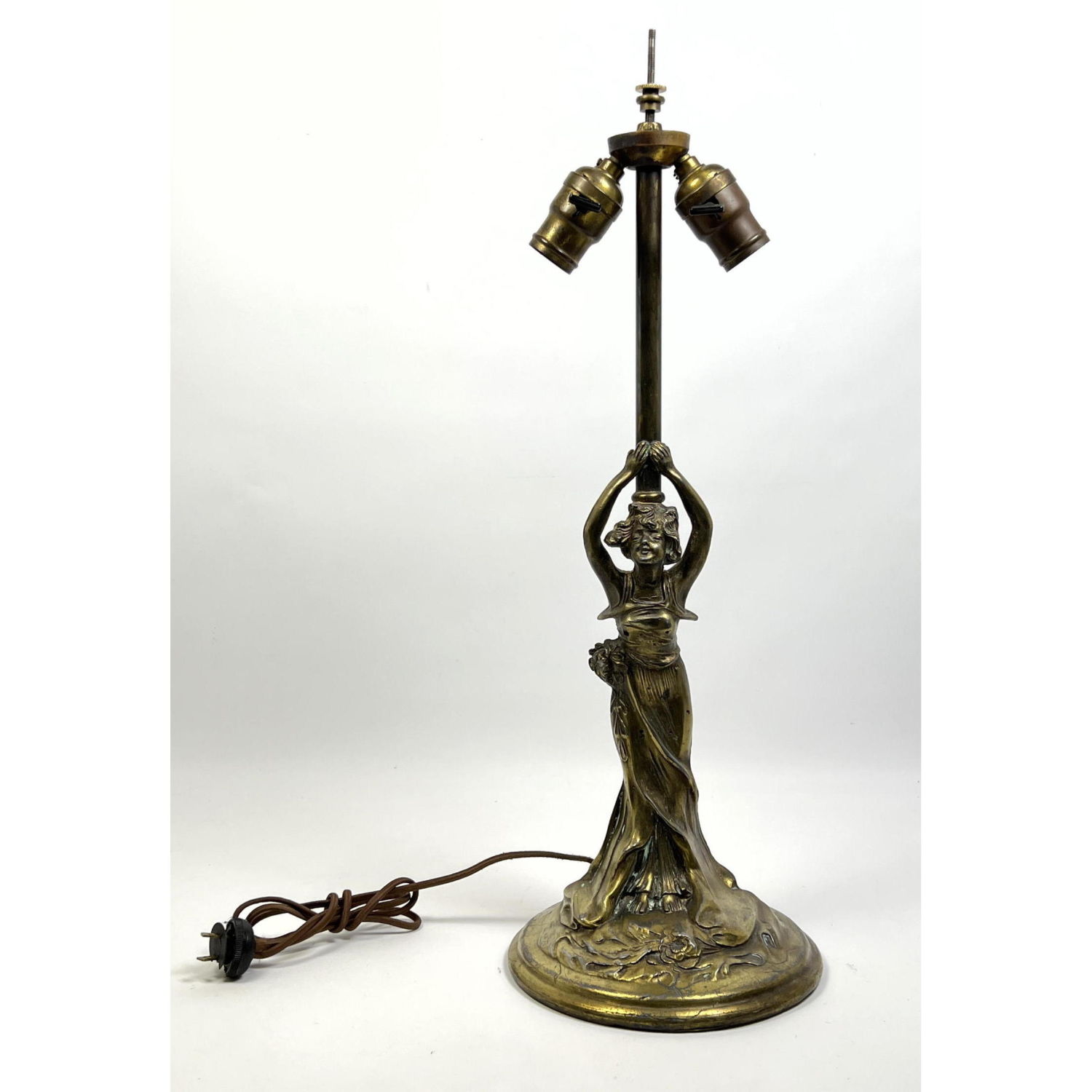 Appraisal: Art Nouveau Metal Figural Female Table Lamp Dimensions H inches