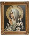 Appraisal: OOC - 'Virgo Virginum' a profile bust portrait of Mary