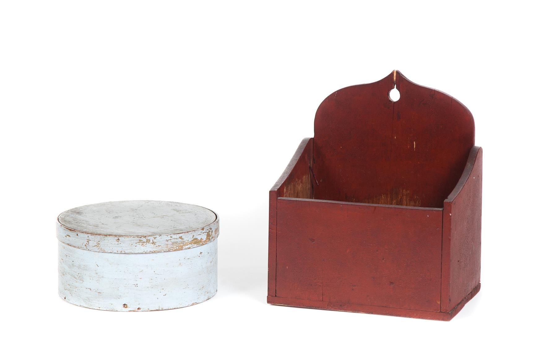 Appraisal: TWO PAINTED COUNTRY PIECES American late th-early th-century Red painted