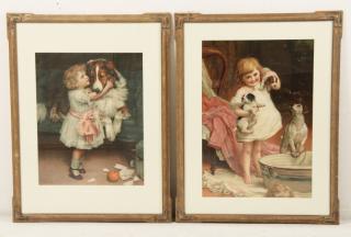 Appraisal: SET OF FRAMED PRINTS OF CHILDREN WITH ANIMALS SET OF