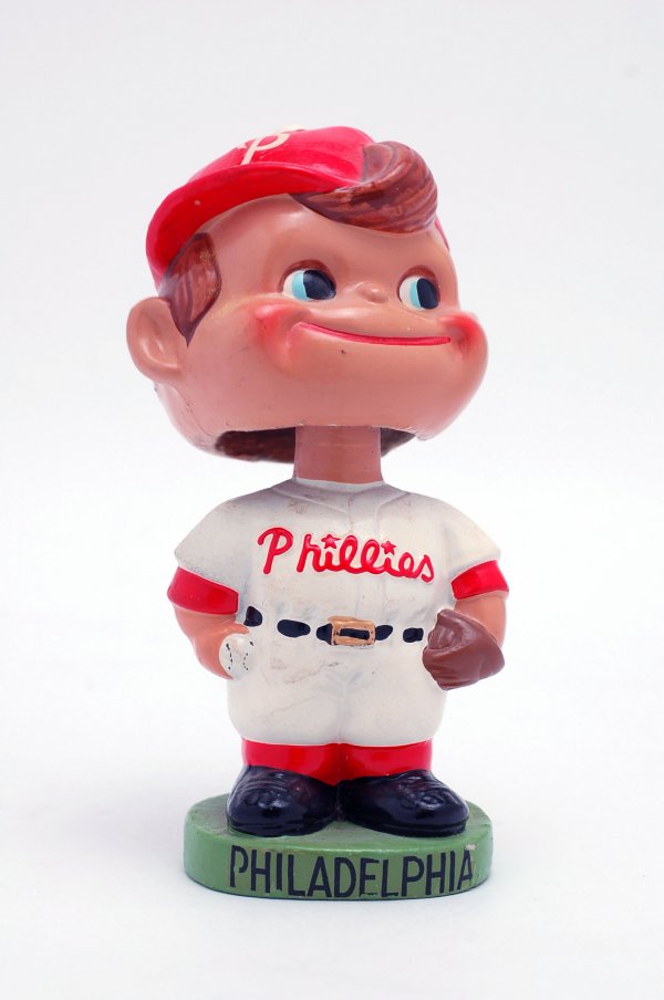 Appraisal: Circa Philadelphia Phillies boy bobblehead atop a green base with