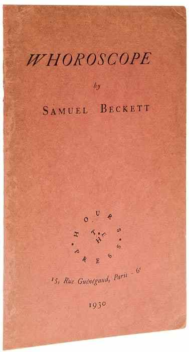 Appraisal: Beckett Samuel Whoroscope first edition out of series copy from