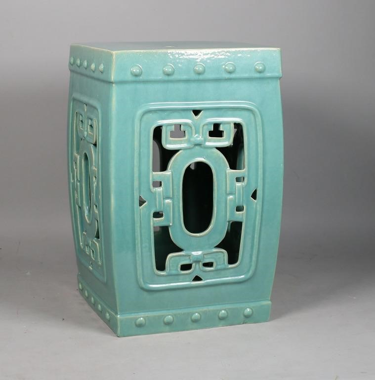 Appraisal: Chinese openwork celadon garden seat x x