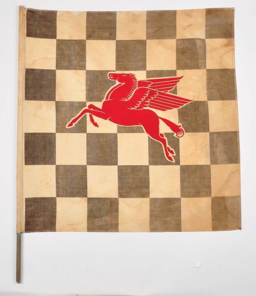 Appraisal: Mobil Pegasus Checkered Racing Flag This flag depicting the Flying