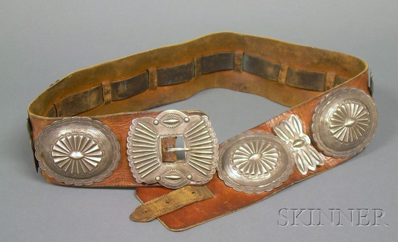 Appraisal: Southwest Silver Concha Belt Navajo seven jello mold oval conchas