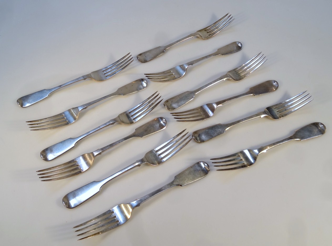 Appraisal: A set of twelve Victorian silver table forks by William