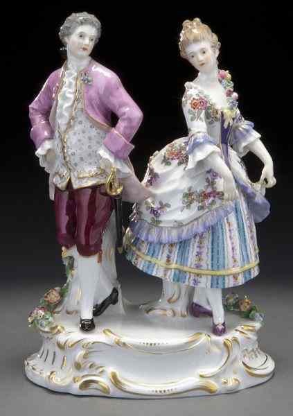 Appraisal: Meissen porcelain figural group of a fancilydressed couple dancing on