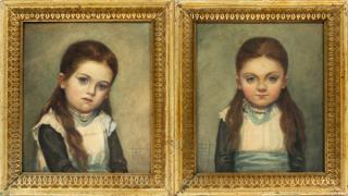 Appraisal: ANTIQUE WATERCOLOR PORTRAITS ANTIQUE WATERCOLOR PORTRAITS TWO H W Two