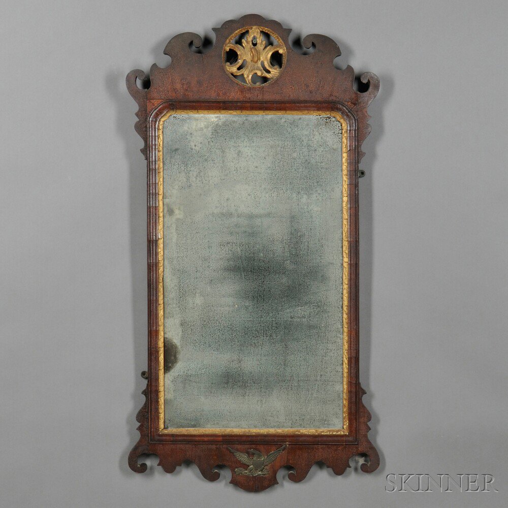 Appraisal: Chippendale Walnut and Gilt Gesso Looking Glass probably England late