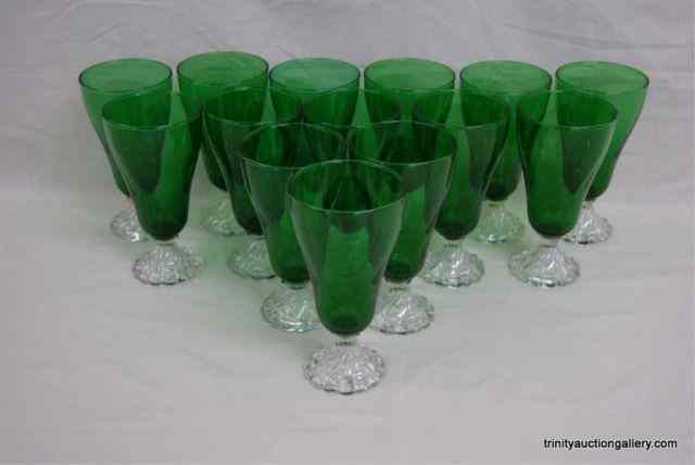 Appraisal: Anchor Hocking Forest Green Glass Tea StemsIn the Bubble pattern