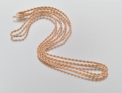 Appraisal: A Bright Rose Gold Rope Design Chain k rose gold