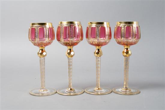 Appraisal: A Set of Fourteen Moser Goblets Height inches