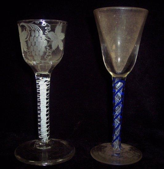 Appraisal: An th Century cordial glass the bowl etched grapes and