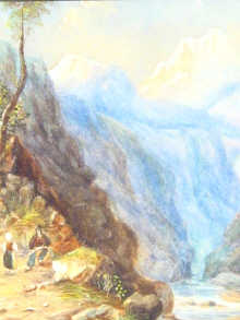 Appraisal: A framed and glazed watercolour of an Alpine scene unsigned