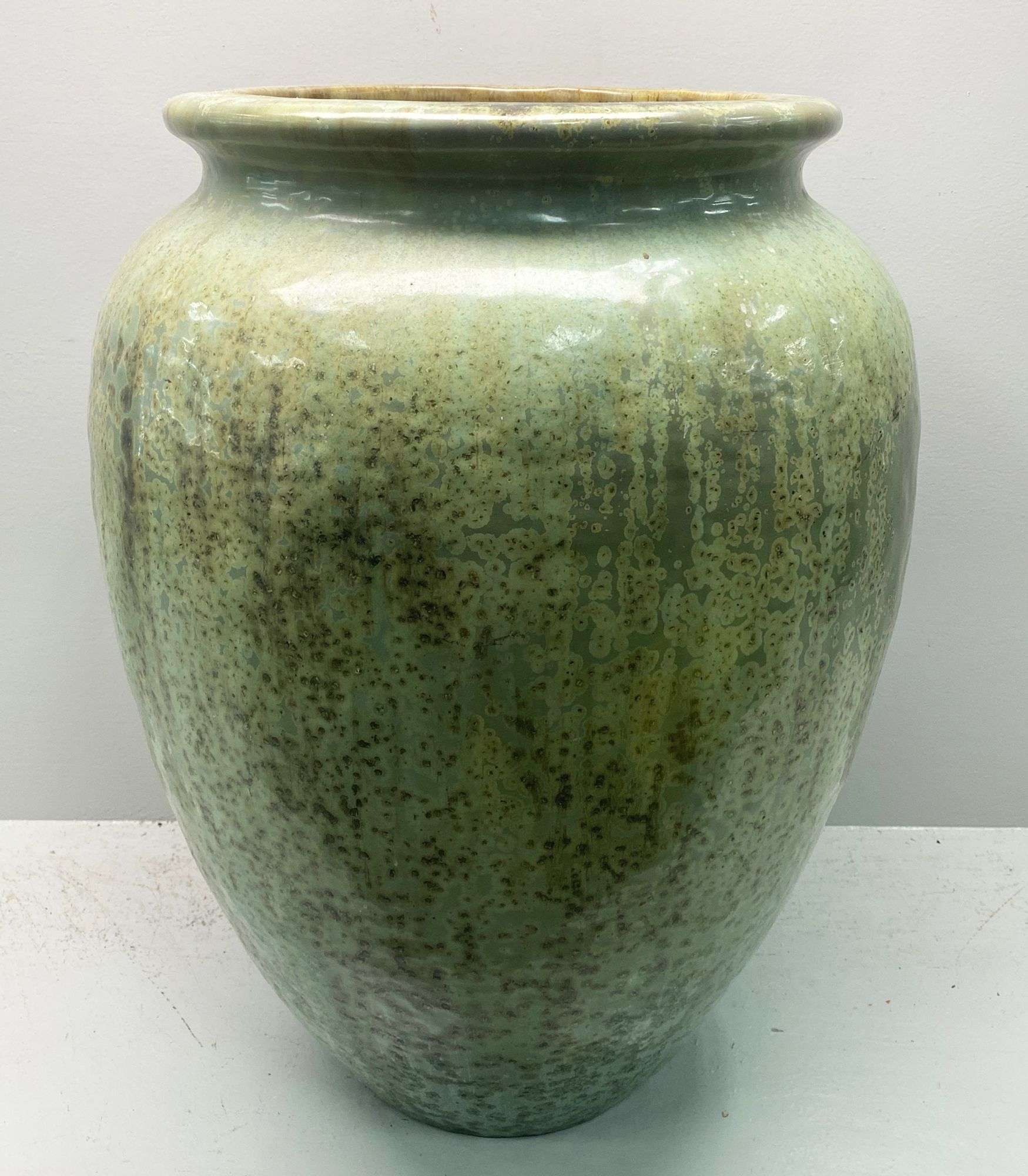 Appraisal: Fulper Green Flambe Glaze Floor Vase tall widest point early