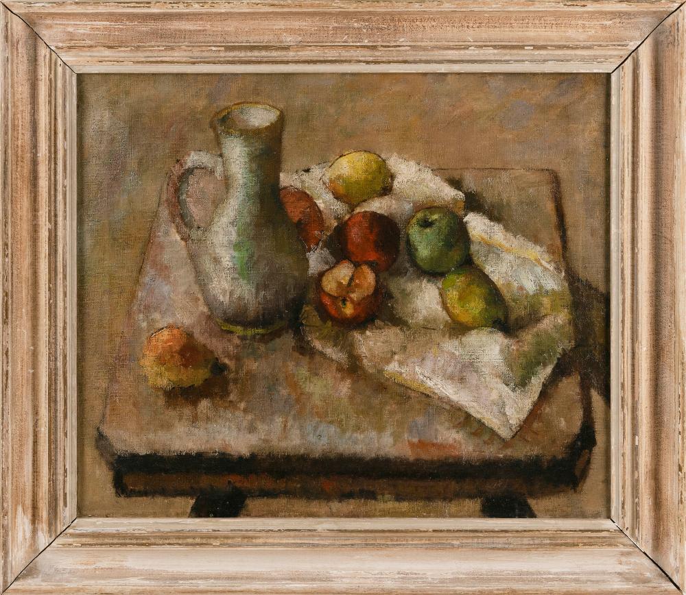 Appraisal: AMERICAN SCHOOL MID- TH CENTURY CEZANNE-INFLUENCED STILL LIFE OIL ON