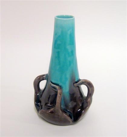 Appraisal: French teal and purple glazed art pottery vaseclement massier french