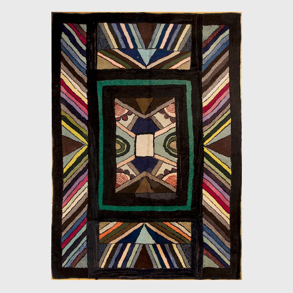 Appraisal: American Geometric Hooked Rug ft in x ft in Condition