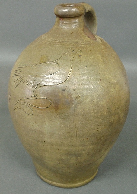 Appraisal: - Rare two-gallon New York stoneware jug with incised decoration