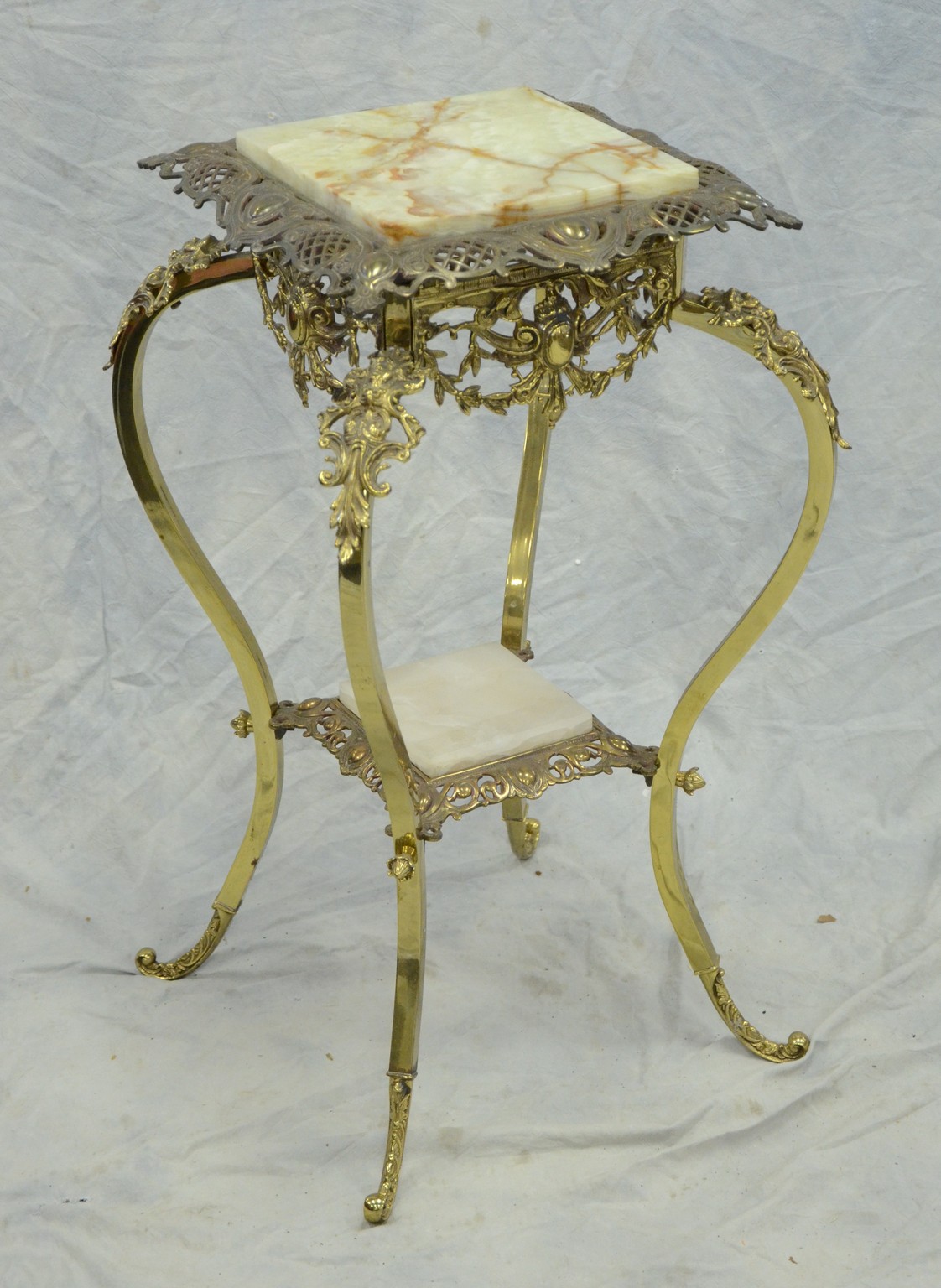 Appraisal: Victorian cast brass and onyx tier stand h x w