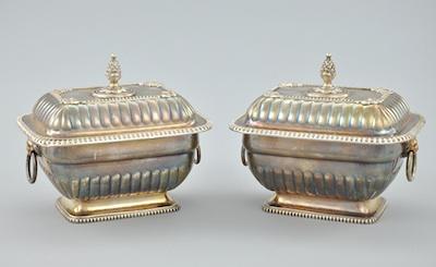 Appraisal: A Pair of Silver Plate Entree Servers with Lids Each