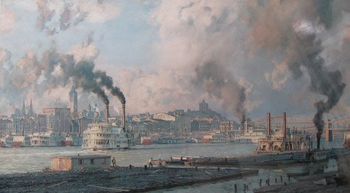 Appraisal: Pittsburgh The Monongahela Waterfront in Artist Stobart John American born